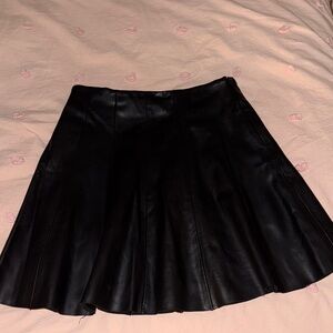 Zara Black A-Line Leather Skirt